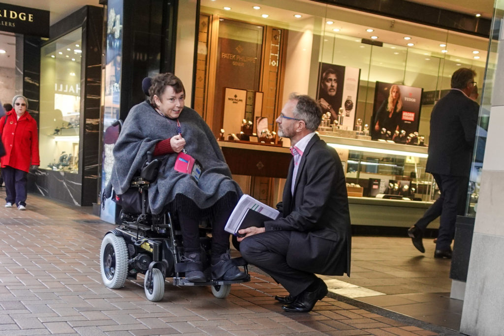 Teo people talking in Lambton Quay